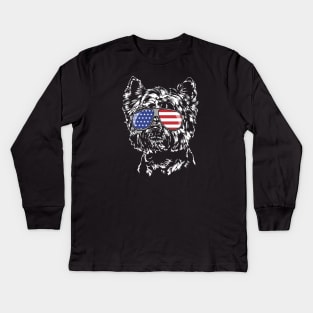 West Highland White Terrier American Flag sunglasses patriotic dog Kids Long Sleeve T-Shirt